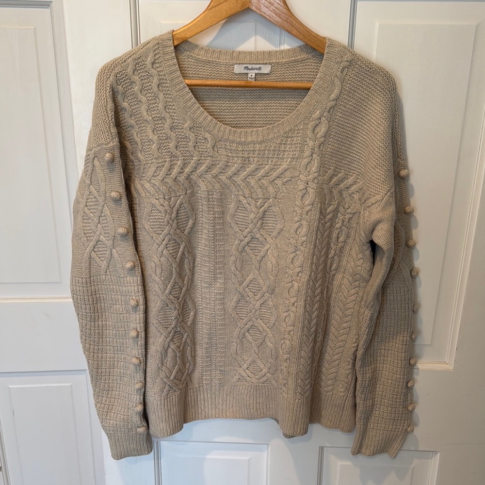 Women's Beige Cable Knit Sweater